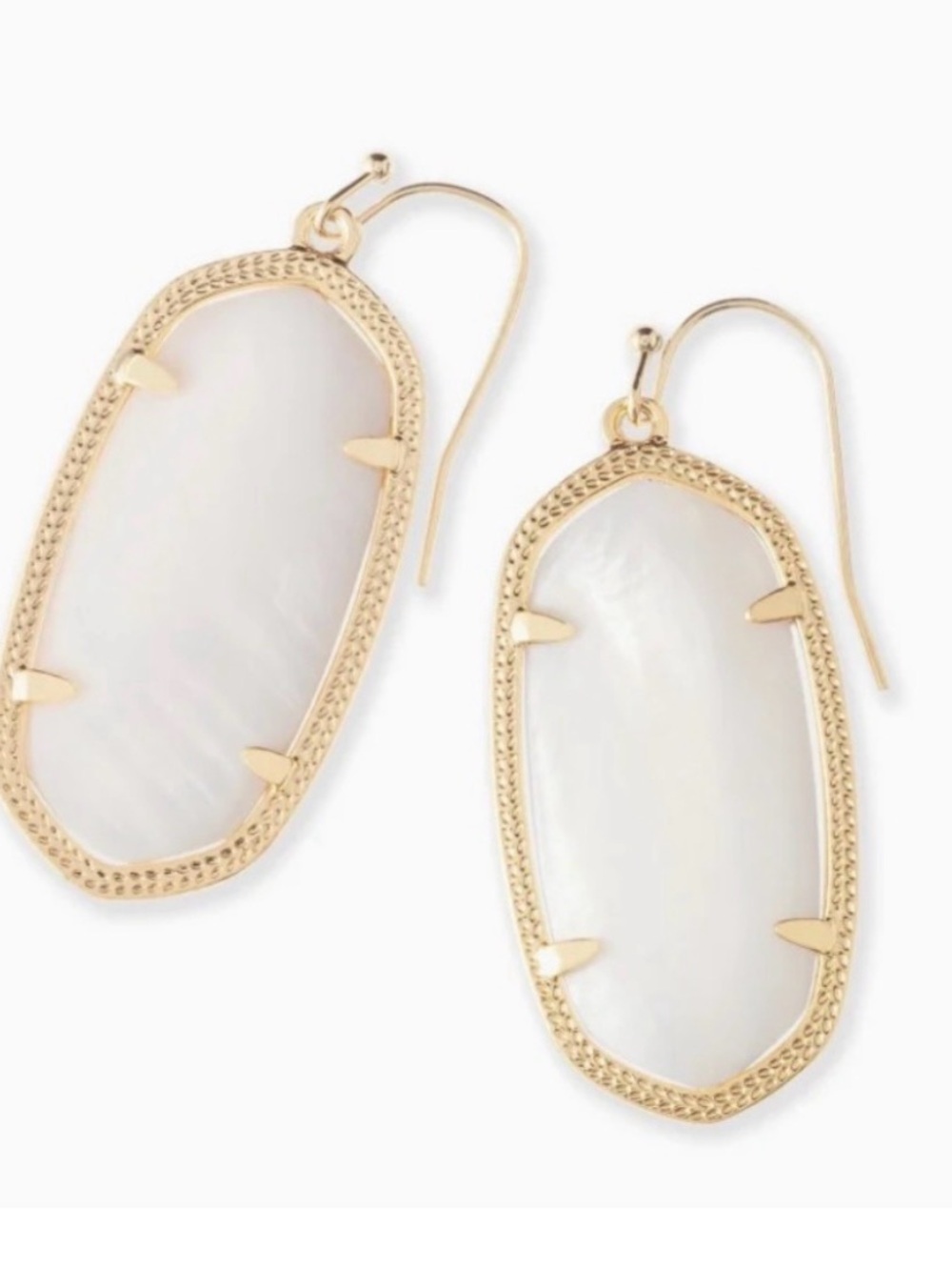 Kendra Scott White Mother-of-Pearl Drop Earrings